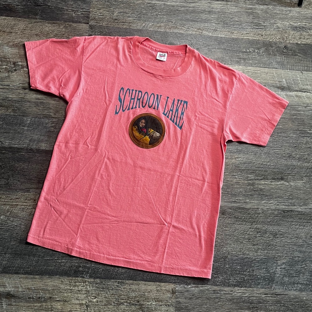 Vintage Schroon Lake Shirt Size XL Anvil Pink 90's New York Adironcack KC